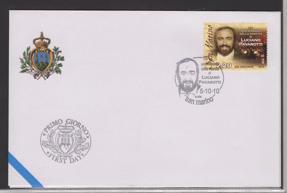 San Marino 2010 Sobre Del Primer Día Pavarotti - Imagen 1 de 1
