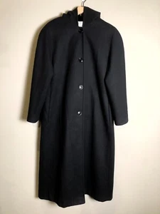 Andrea Marin New York Damen schwarz Wolle Velours gefüttert Kapuze langer Mantel Jacke Gr. 10 - Bild 1 von 9
