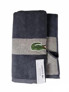 【 Lacoste】 Bath Towel 100% Cotton 30" x 52" Charcoal Gray Big Crocodile Logo 🐊 - Picture 1 of 7