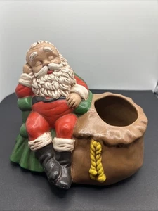Vintage handbemalter Keramik schlafender Weihnachtsmann Übertopf Albertas Form EUC - Bild 1 von 6