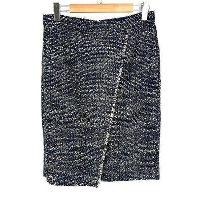 J. Falda lápiz envolvente sintética Crew para mujer talla 6 tweed metálico azul marino F4963 Foto 1 de 4