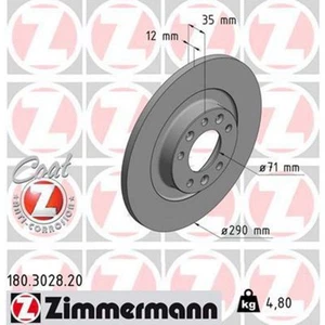 Zimmermann OE Coat Z Brake Rotor Pair 290mm Rear 180.3028.20 - Picture 1 of 2