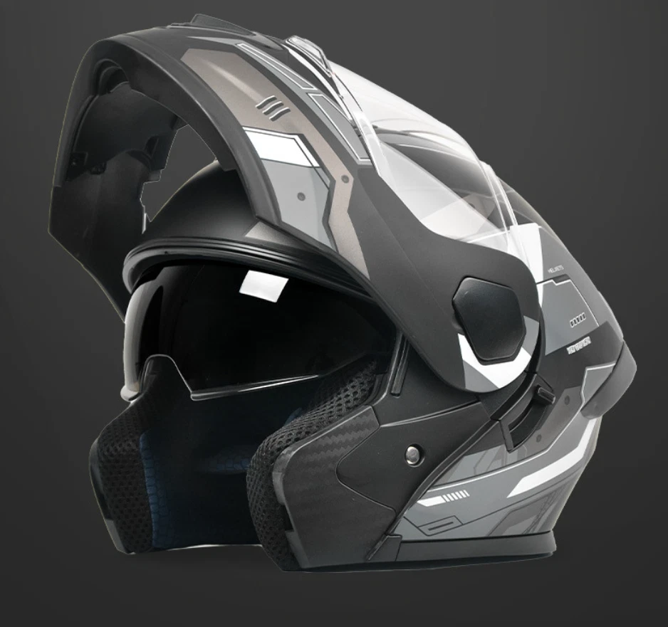 Casco de motocicleta abatible modular certificado por el DOT doble lente casco facial completo para hombres Foto 1 de 4