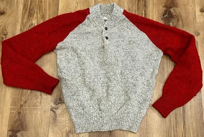 Suéter de Caza Cabelas De Colección Para Hombre Lana Bloque de Color Rojo Beige Mediano Foto 1 de 4