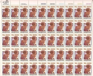 US Stamp - 1979 Will Rogers - 50 Stamp Sheet -   Scott #1801 - Picture 1 of 1