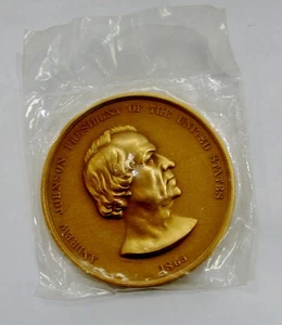 Andrew Johnson Indian Peace Medal 20th Century Restrike - 3" Bronze - Sealed - Picture 1 of 2