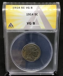 1914 ANACS VG 8 Buffalo 5 cent - Picture 1 of 2