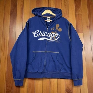 Disney Mickey Mouse Blue Zip-Up Hoodie Jacket Size L - Picture 1 of 18