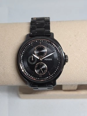 Reloj Fossil ES3451 Chelsey esfera negra damas día/fecha batería nueva Foto 1 de 4