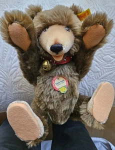 Steiff Bär Teddy Baby Replik 1930 11 1/2" Mohair verbunden 0175/29 rot Kragen ID - Bild 1 von 12