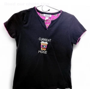 RENE ROFE BLACK PETITE PAJAMA T-SHIRT, SIZE PS, CHEST 32", LENGTH 21.5" - Picture 1 of 2