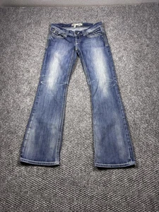 BKE Stella Jeans Womens 28R Blue Medium Wash Bootcut Denim Distressed Faded - Picture 1 of 8