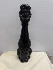 Antiguo caniche de vidrio negro alto vintage perro jarra de vino botella decoración - Imagen 1 de 7