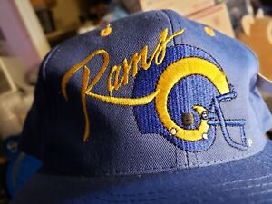 Yellow Snap Vintage 90s NFL Los Angeles St Louis Rams Blue Snapback Hat Cap