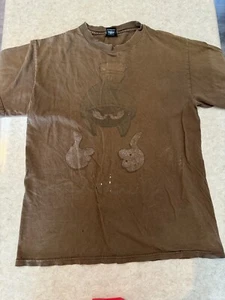 MARVIN THE MARTIAN T SHIRT L BIG PRINT LOONEY TUNES FADED BROWN - Picture 1 of 10