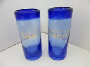 Set 2 Shot Glass Blue Tequila Corralejo 100% Agave - Picture 1 of 3