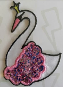 Horizon Retro Pop Cool Little Patch Things Swan Crown Pink Glitter Patch - Picture 1 of 12