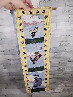Vintage Disney Tapestry Banner 33" Winnie The Pooh Tigger Eeyore Leap Frog  - Image 1 of 4