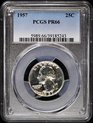 1957 25c Silver Proof Washington Quarter PCGS PR 66 (PF) - Image 1 of 4