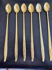 Juego de 6 cucharas de té heladas chapadas en oro Gracious Wheat By Present de colección Japón - Imagen 1 de 10
