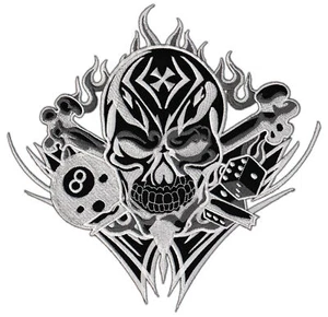 Backpatch #19 - Biker Rücken-Patch Aufnäher Totenkopf Weiß 8 Ball 21,4 x 21,2 cm - Bild 1 von 1