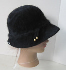 KANGOL Women's Winter Hat Black Angora Wool Cloche Style New