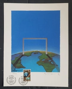 PINTURA IMPRESA FIRMADA POR TEI YAMAMOTO (1934-) JAPÓN WFUNA UN NACIONES UNIDAS #/1000 - Imagen 1 de 2
