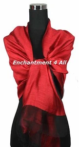 Large 76"x27" Handmade Double Layer Silk Scarf Shawl Wrap, Red Solids - Picture 1 of 5