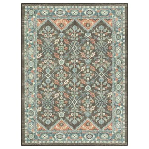 Loop Print Gray Aqua Indoor Area Rug, 4' x 5'4" - Picture 1 of 5