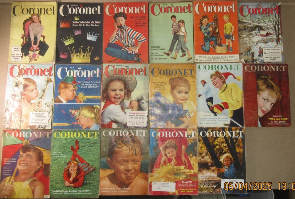 Vintage Coronet Magazine Lot Year 1949 55 56 57 58 59 Photography Article Risque Foto 1 de 4
