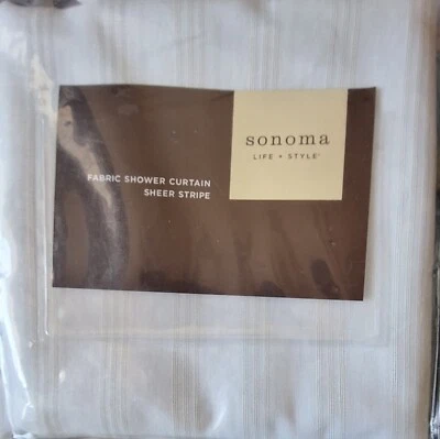 SONOMA LIFE - ESTILO TELA CORTINA DE DUCHA RAYAS TRANSPARENTES BLANCO 70" X 72" - NUEVO Foto 1 de 2