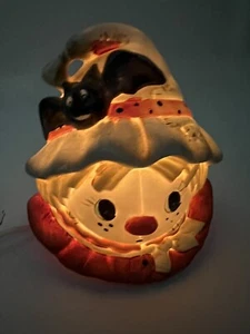 Vintage Scarecrow & Bat Night Light Up Scarecrow Face With Box Halloween WORKS - Picture 1 of 10