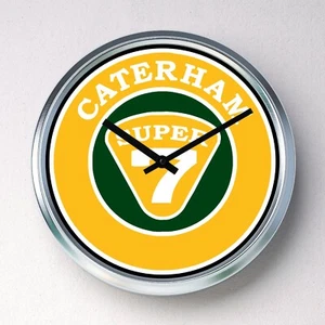 CATERHAM SUPER 7 Wanduhr Edelstahl lautlos Quarz Mann Höhle Garage Schuppen - Bild 1 von 12