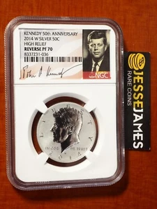 2014 W 50C REVERSE PROOF SILVER KENNEDY HALF DOLLAR NGC PF70 50TH ANNIVERSARY - Picture 1 of 2
