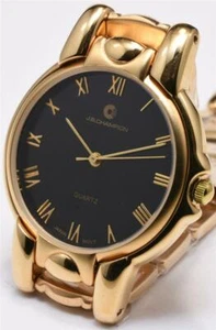 NOS JB Champion SERVICED 33mm Gold Watch Stainless Steel Bracelet Black Dial - Picture 1 of 9
