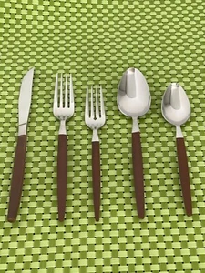 Interpur ROYAL ELEGANCE Stainless Synthetic Wood MCM Flatware SMART CHOICE B3G - Picture 1 of 43