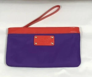 Kate Spade Chrissy Wristlet Wallet Purple Nylon Red Patent Leather Trim - Picture 1 of 7