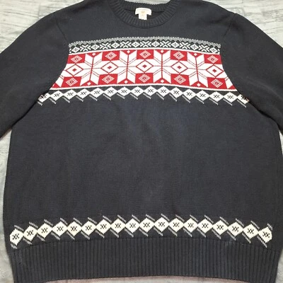 Suéter DOCKERS Cuello Redondo Fair Isle Talla XXL Negro Rojo Copo de Nieve Vacaciones Navidad Foto 1 de 4