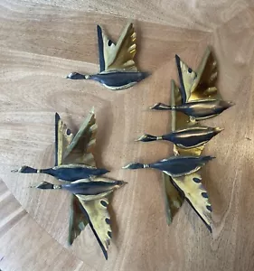 Mid Century Modern Messing Enten Wanddeko MCM Vögel Gänse Wandbehang Kunst - Bild 1 von 8