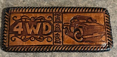 Cartera plegable vintage de cuero genuino 4x4 pickup EE. UU. Foto 1 de 4