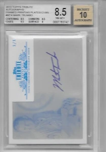 2013 Topps Tribute 1/1 auto framed cyan plate MARK TRUMBO Angels BGS 8/5/10 - Picture 1 of 2