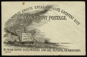 1850 Gilpins Ocean Penny Postage Propaganda Envelope on Laid Paper Unused - Picture 1 of 2