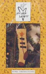 Christmas Home PRIMITIVE Wool Embroidery  Pattern Penny Rugs INCLUDES STOCKING - Picture 1 of 2
