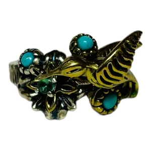 Carolyn Pollack Fritz Casuse Sterling 925 Silver Turquoise Hummingbird Ring Sz 6 - Picture 1 of 8