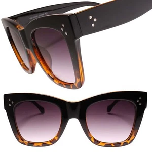 Classic Hip Hop Swag OG Oversized Mens Womens Tortoise & Black Square Sunglasses - Picture 1 of 3