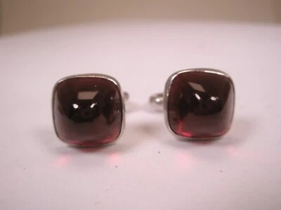 Domed Red Cabochon Quality Vintage SWANK SMALL Wingback Cuff Links simple plain - Image 1 of 4