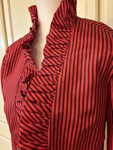 Herman Marcus Vintage 1950s Cropped Open Jacket Red Blue Striped Couture Size 12 - Picture 1 of 10