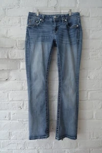 Miss Me Signature Bootcut Jeans Womens Sz 29 Light Wash Embellished Bling Sequin - Picture 1 of 16