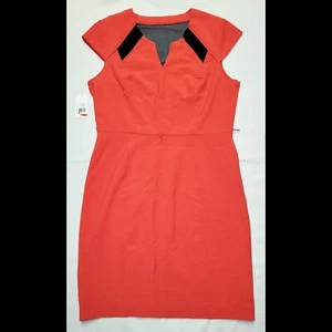 NWT Women's Jessica Simpson Red and Black Career Dress Size 12 with Mesh Inserts - Picture 1 of 12
