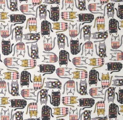 Vtg 3/4 yd  43X25-26" Pink FLANNEL TRAP CAT FABRIC Childrens JO-ANN CRAFT SEWING - Image 1 of 4